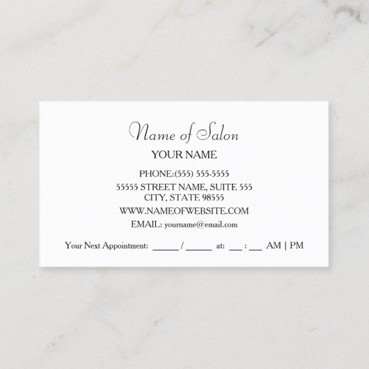 Girly Haarstylist Roze Schaar Krullen Afspraak Afsprakenkaartje (Achterkant)