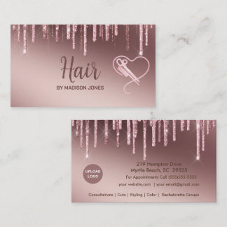 Girly Hair Stylist Hart Glitter Visitekaartjes