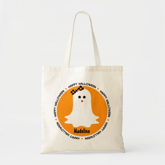 Girly Halloween Ghost Trick or treat Bag Tote Bag (Voorkant)