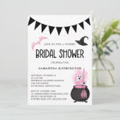 Girly Halloween Wyed Bridal Shower Invitation Kaart (Staand voorkant)
