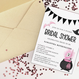 Girly Halloween Wyed Bridal Shower Invitation Kaart