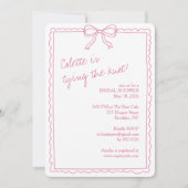 Girly Hand Drawn Bow Elegant Roze Vrijgezellenfees Kaart (Voorkant)