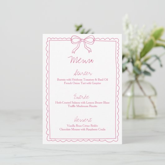 Girly Hand getrokken boog Elegante liefde Fancy Vi Menu (Staand voorkant)