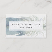 Girly Hand-waterverf blauwe vetherboho Visitekaartje (Voorkant)