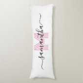 Girly Handtekening Naam Licht Roze Retro Monogram Lichaamskussen (Voorkant Verticaal)