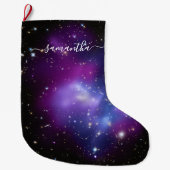 Girly Handtekening Naam Paarse Celestial Grote Kerstsok (Voorkant)