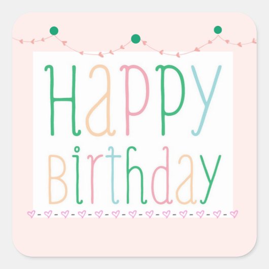 Girly Happy Birthday Stickers (Voorkant)