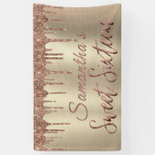 Girly Happy Birthday Sweet 16 Roos gouden glitter Spandoek (Verticaal)