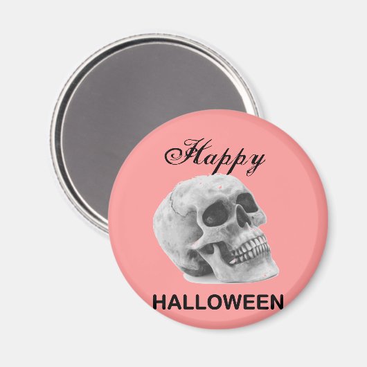 Girly Happy Halloween  schedel grafische schets Magneet (Voorkant / Achterkant)