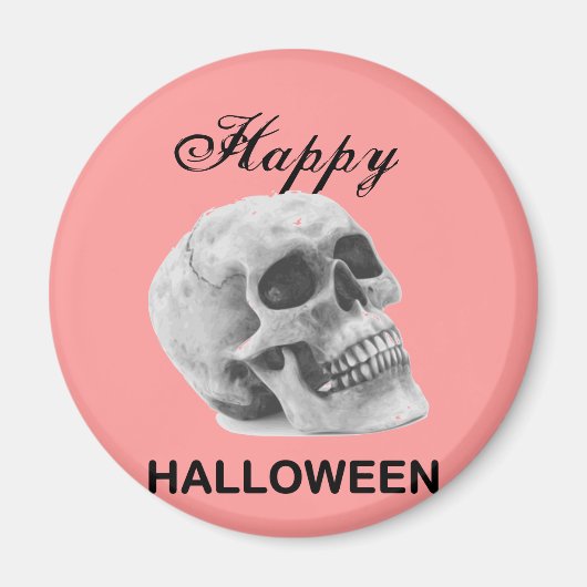 Girly Happy Halloween  schedel grafische schets Magneet (Voorkant)