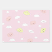 Girly Happy Little Clouds Wrapping Paper Sheet (Voorkant 3)