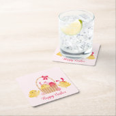 Girly Happy Paast Chicken Pink Kartonnen Onderzetters (Insitu)