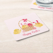 Girly Happy Paast Chicken Pink Kartonnen Onderzetters (Schuin)