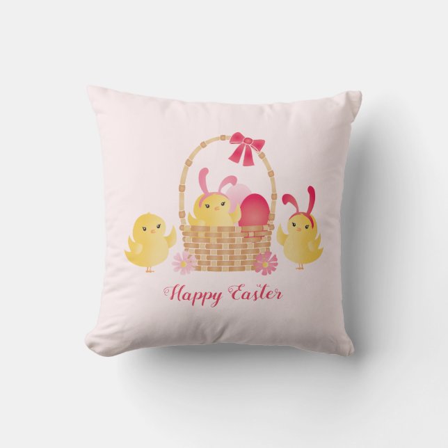 Girly Happy Paast Chicken Pink Kussen (Voorkant)