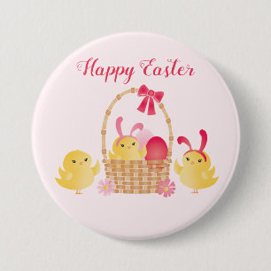Girly Happy Paast Chicken Pink Ronde Button 7,6 Cm
