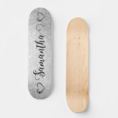 Girly hart zilveren glitter aangepaste SKATEBOARD (Voorkant)