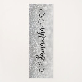 Girly hart zilveren glitter custom yogamat