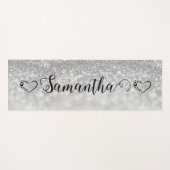 Girly hart zilveren glitter custom yogamat (Voorkant (horizontaal))