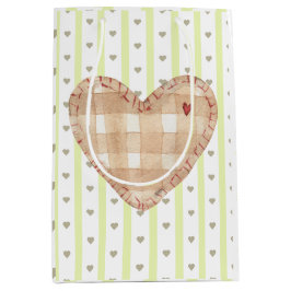 Girly  hartpatroon in groen en bruin medium cadeauzakje