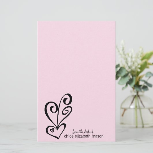 Girly Heart Doodles Stationery Briefpapier (Staand voorkant)