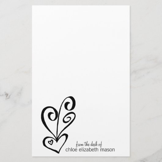 Girly Heart Doodles Stationery Briefpapier (Voorkant)