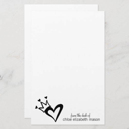 Girly Heart Doodles Stationery Briefpapier (Voorkant / Achterkant)
