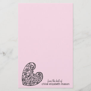 Girly Heart Doodles Stationery Briefpapier