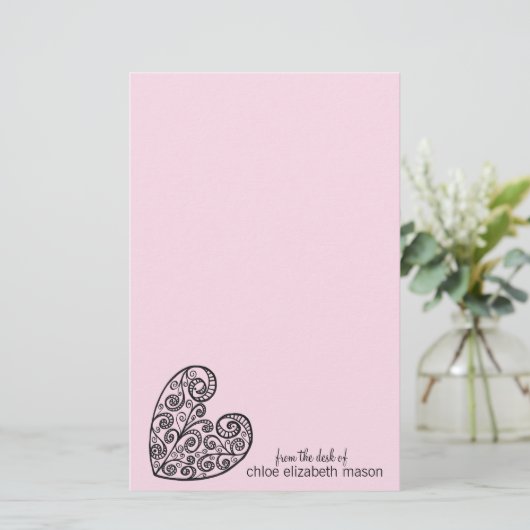 Girly Heart Doodles Stationery Briefpapier (Staand voorkant)