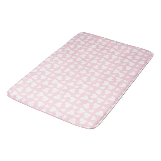Girly Heart Pattern Pink White Badmat (Gekanteld)