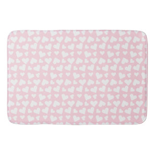 Girly Heart Pattern Pink White Badmat
