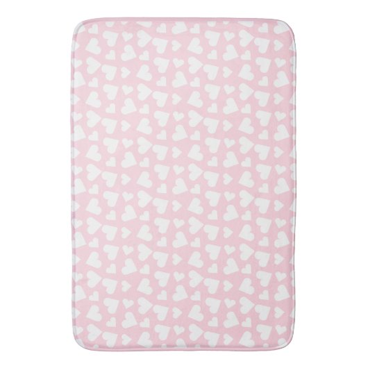 Girly Heart Pattern Pink White Badmat (Voorkant Verticaal)