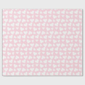 Girly Heart Pattern Pink White Cadeaupapier (Vlak)
