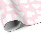Girly Heart Pattern Pink White Cadeaupapier (Rol Hoek)
