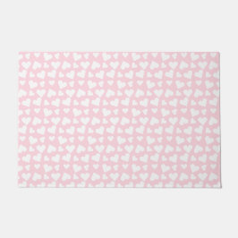 Girly Heart Pattern Pink White Deurmat