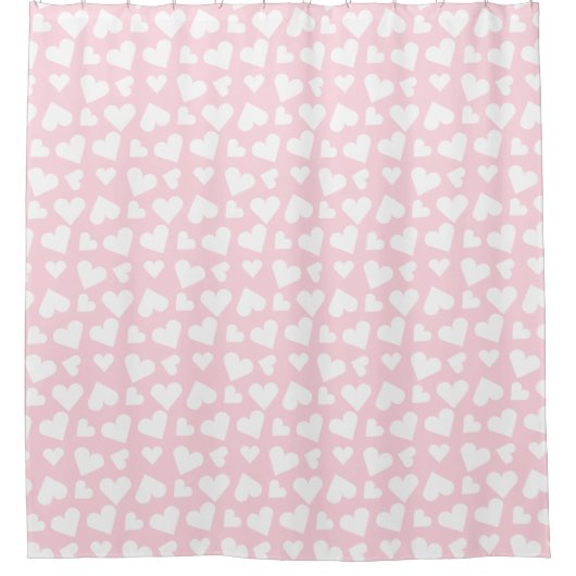 Girly Heart Pattern Pink White Douchegordijn (Voorkant)