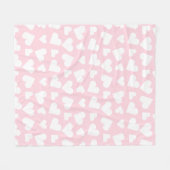 Girly Heart Pattern Pink White Fleece Deken (Voorkant (Horizontaal))