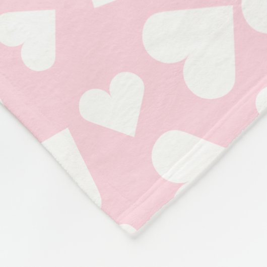 Girly Heart Pattern Pink White Fleece Deken (Hoek)