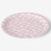 Girly Heart Pattern Pink White Papieren Bordje (Gekanteld)