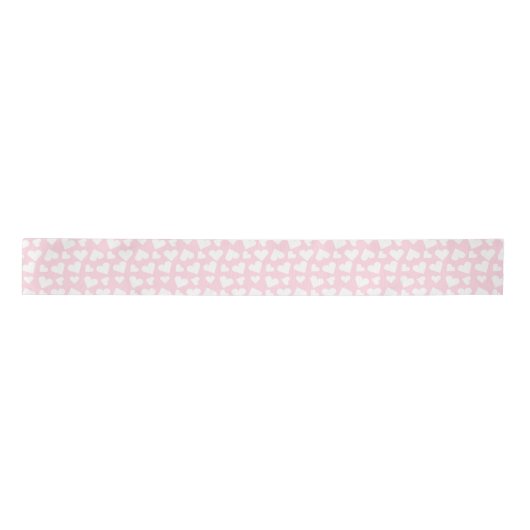 Girly Heart Pattern Pink White Satijnen Lint (Voorkant)