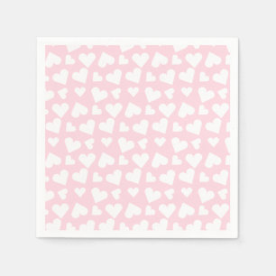 Girly Heart Pattern Pink White Servet