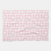 Girly Heart Pattern Pink White Theedoek (Horizontaal)