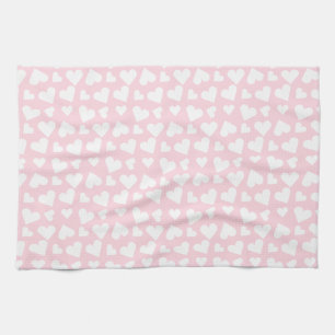 Girly Heart Pattern Pink White Theedoek