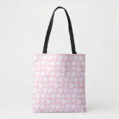 Girly Heart Pattern Pink White Tote Bag (Voorkant)