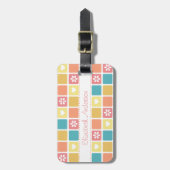 Girly Heart Square Pattern Retro Daisy Flowers Bagagelabel (Voorkant verticaal)
