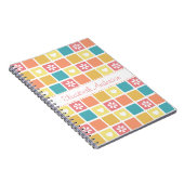 Girly Heart Square Pattern Retro Daisy Flowers Notitieboek (Rechterzijde)