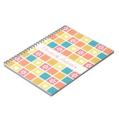 Girly Heart Square Pattern Retro Daisy Flowers Notitieboek (Linkerzijde)