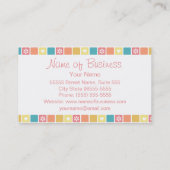 Girly Heart Square Pattern Retro Daisy Flowers Visitekaartje (Achterkant)