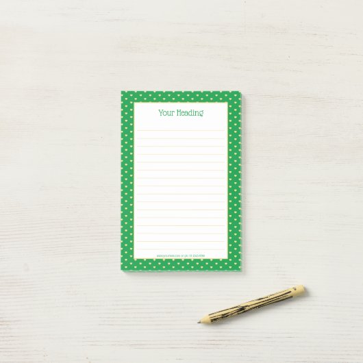 Girly Hearts Faux Gold Foil Emerald Pattern Post-it® Notes (Op bureau)