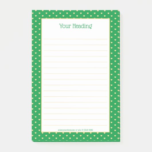 Girly Hearts Faux Gold Foil Emerald Pattern Post-it® Notes (Voorkant)