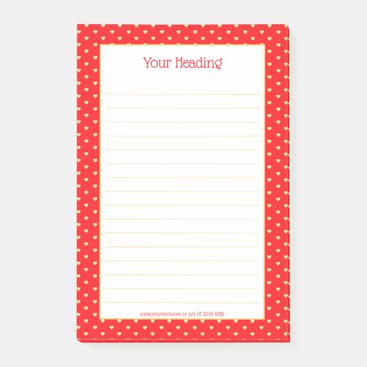 Girly Hearts Faux Gold Foil Red Pattern Post-it® Notes (Voorkant)